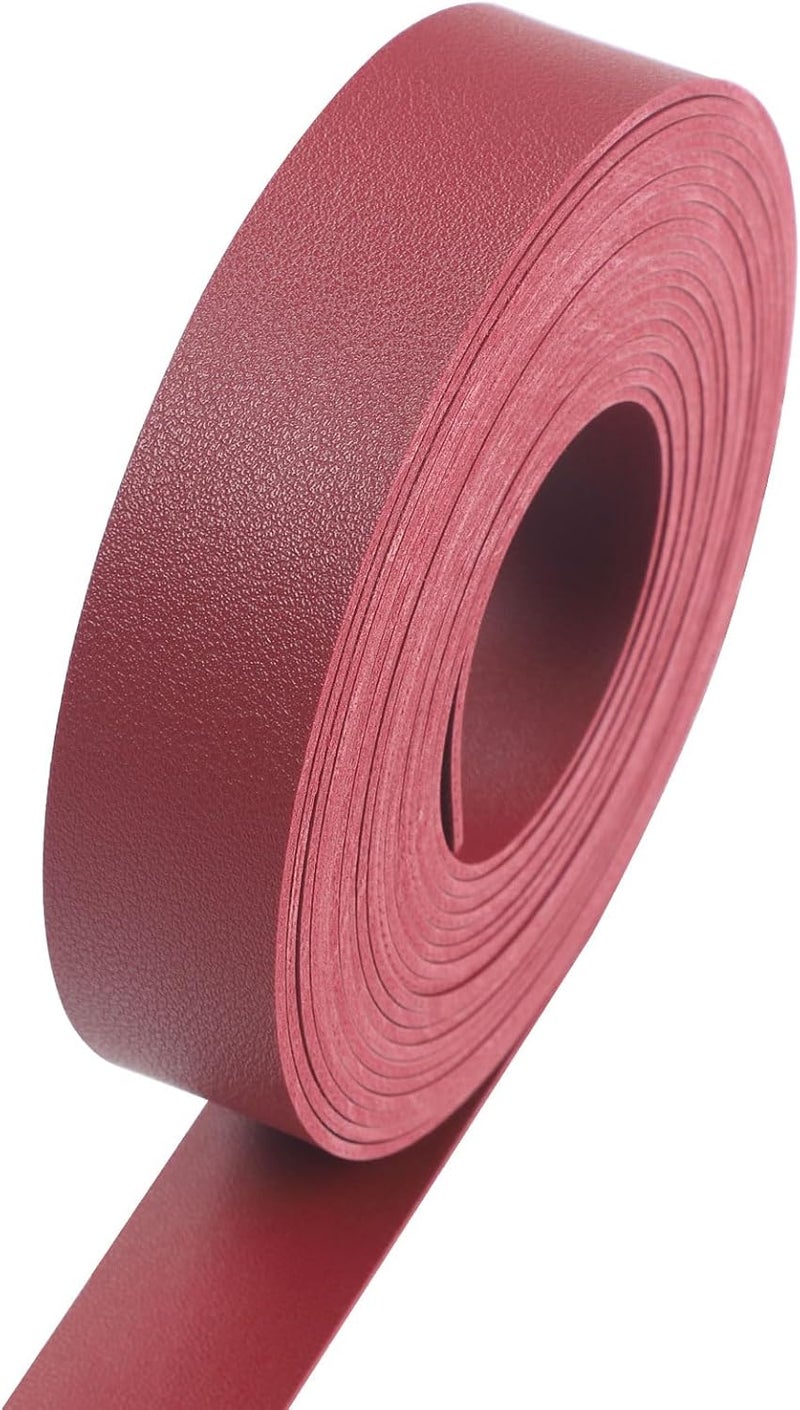CDY Double Sided Leather Straps: 1 Inch Wide 200 Inches Long Leather Strip for DIY Craft Projects Bag Strap Very Suitable Traction Ropes (Red) - Image 2